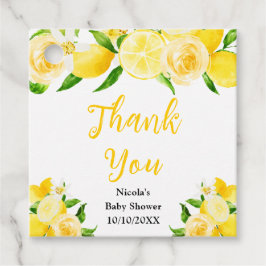 Lemons and Foliage Baby Shower Thank You フェイバータグ