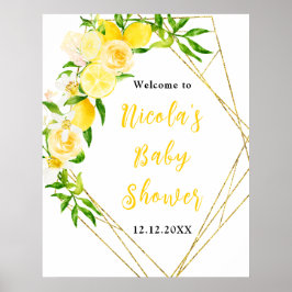 Lemons and Foliage Baby Shower Welcome ポスター