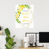 Lemons and Foliage Baby Shower Welcome ポスター (ホームオフィス)