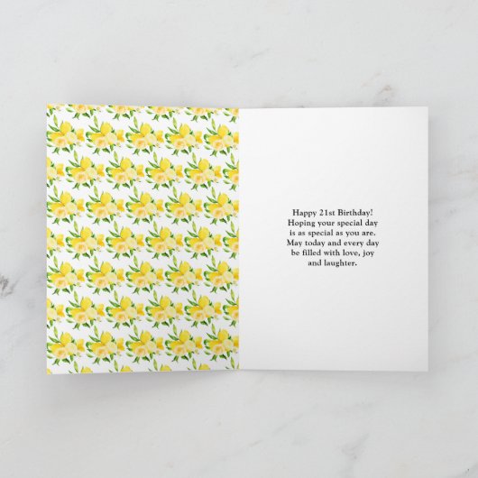 Lemons and Foliage Birthday カード (内部)