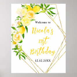 Lemons and Foliage Birthday Welcome ポスター