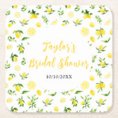 Lemons and Foliage Bridal Shower スクエアペーパーコースター (正面)
