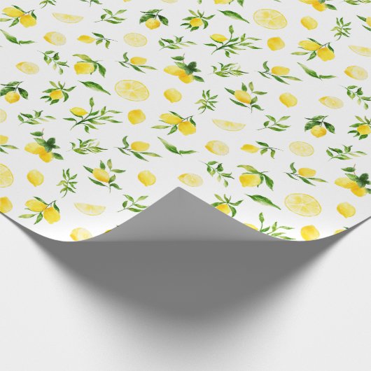 Lemons and Foliage Pattern ラッピングペーパー (角)