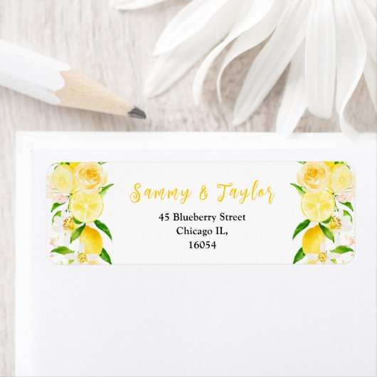 Lemons and Foliage Wedding ラベル (インサイチュ)