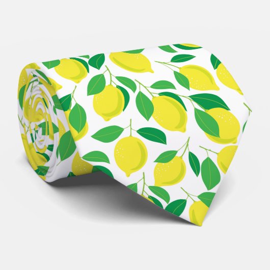 Lemons and leaves pattern ネクタイ (ロール)