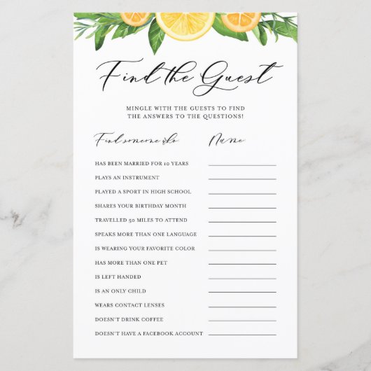 Lemons and Oranges Find the Guests Shower Game (正面)