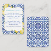 Lemons Aqua Baby Shower Bring A Book Library エンクロージャーカード (正面/裏面)