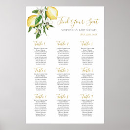 Lemons Baby Shower Girl Seating Chart ポスター