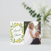 Lemons Blossom Greeneryの結婚写真ありがとう ポストカード (スタンド正面)