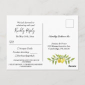 Lemons Blossom Wedding RSVP with Meal Choice ポストカード (裏面)