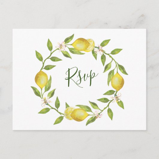 Lemons Blossom Wedding RSVP with Meal Choice ポストカード (正面)