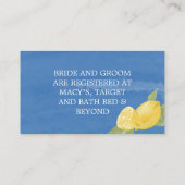 Lemons Blueの絵を描結婚Registry Enclosure Card 名刺 (裏面)