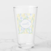 Lemons & Blue Gingham Personalized Glass タンブラーグラス (裏面)