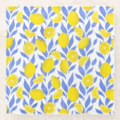 Lemons Blue Mediterranean ガラスコースター (正面)