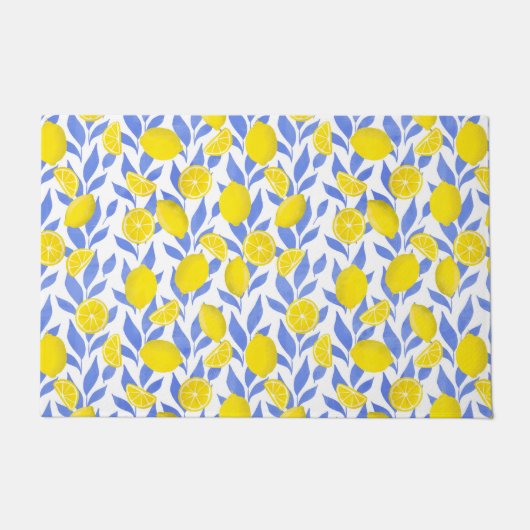 Lemons Blue Mediterranean ドアマット (正面)