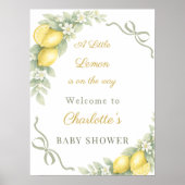 Lemons bow sage green welcome Baby Shower ポスター (正面)