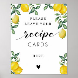 Lemons Bridal Shower sign Recipe cards Here ポスター