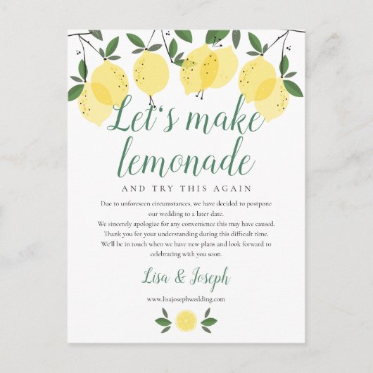 Lemons Change the Date Failed Canceled Photo ポストカード (正面)