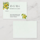 Lemons citrus greeneryの対応結婚RSVP ノートカード (正面/裏面)