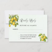 Lemons citrus greeneryの応答結婚RSVPカード 出欠カード (正面)