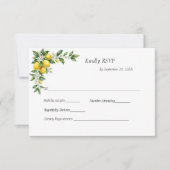 Lemons Floral Greenery Traditional Formal Wedding 出欠カード (正面)