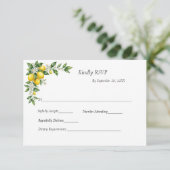 Lemons Floral Greenery Traditional Formal Wedding 出欠カード (スタンド正面)