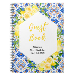 Lemons Foliage Birthday Mediterranean Guest Book ノートブック