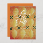 Lemons Fruit Countryスクリプト日付の保存 案内ポストカード (正面/裏面)