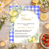 Lemons gingham blue Bridal Shower invitation