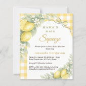 Lemons gingham squeeze bow Baby Shower invitation (正面)