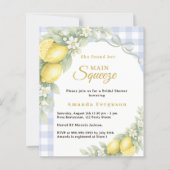 Lemons gingham squeeze Bridal Shower invitation (正面)