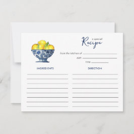 Lemons in blue and white bowl Recipe card ノートカード