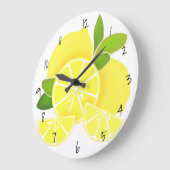 Lemons | lemon slices | sunny citrus fruit ラージ壁時計 (傾斜)
