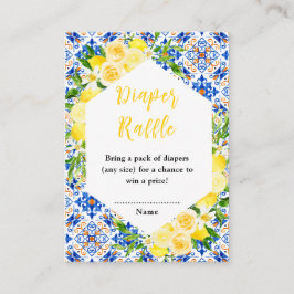 Lemons Mediterranean Baby Shower Diaper Raffle エンクロージャーカード