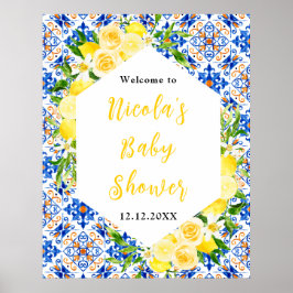 Lemons Mediterranean Baby Shower Welcome ポスター