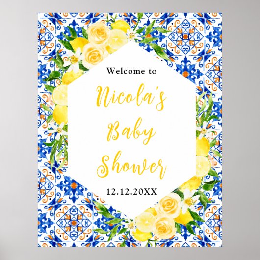 Lemons Mediterranean Baby Shower Welcome ポスター (正面)