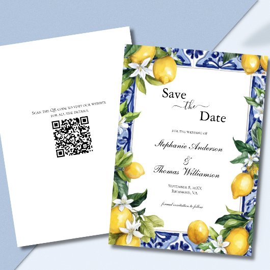 Lemons Mediterranean QR code Wedding Save the Date セーブザデート