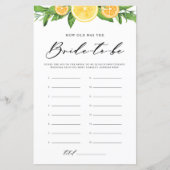 Lemons & Oranges How Old was the Bride Photo Game (正面)