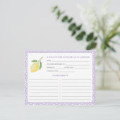 Lemons Purple Text Bridal Shower Recipe Card 招待状 (スタンド正面)