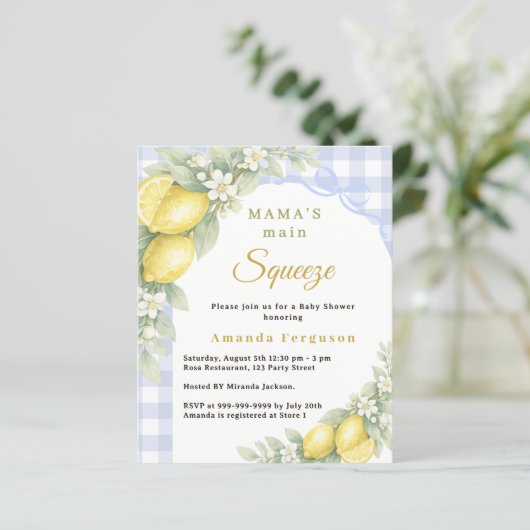 Lemons squeeze bow boy Baby Shower invitation (スタンド正面)
