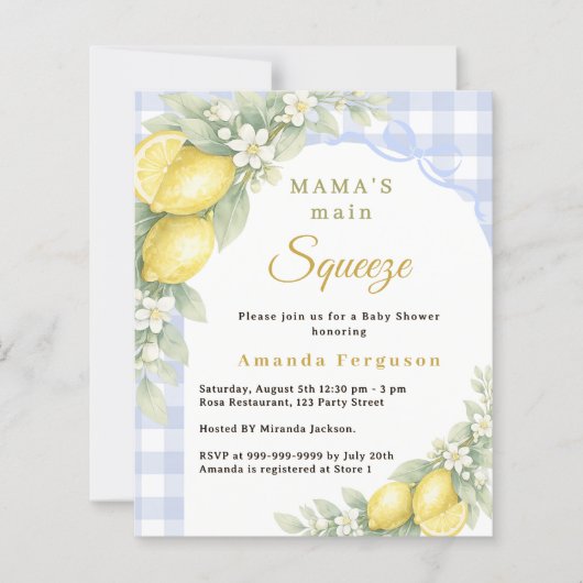 Lemons squeeze bow boy Baby Shower invitation (正面)