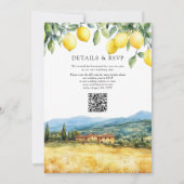 Lemons Tuscan Scene Italian QR Code Wedding 招待状 (裏面)