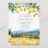 Lemons Tuscan Scene Italian QR Code Wedding 招待状 (正面/裏面)