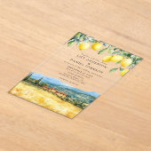 Lemons Tuscan Scene Italy Wedding アクリル招待状 (レイダウン)