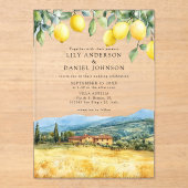 Lemons Tuscan Scene Italy Wedding アクリル招待状 (正面)