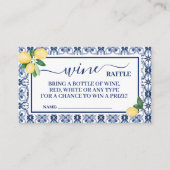 Lemons Wine Raffle Ticket card Bridal Shower プレイスカード (正面)