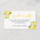 Lemons with Foliage Birthday A Note On Gifts エンクロージャーカード (正面)