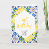 Lemons with Foliage Mediterranean Birthday カード (正面)