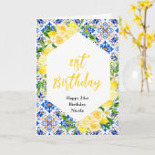 Lemons with Foliage Mediterranean Birthday カード (黄色い花)