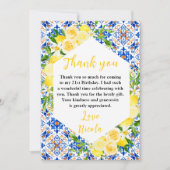 Lemons with Foliage Mediterranean Birthday サンキューカード (正面)